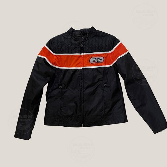 Harley-Davidson Black Nylon Racing Jacket | Orange Red Stripe 2007, M Vintage - Picture 13 of 13